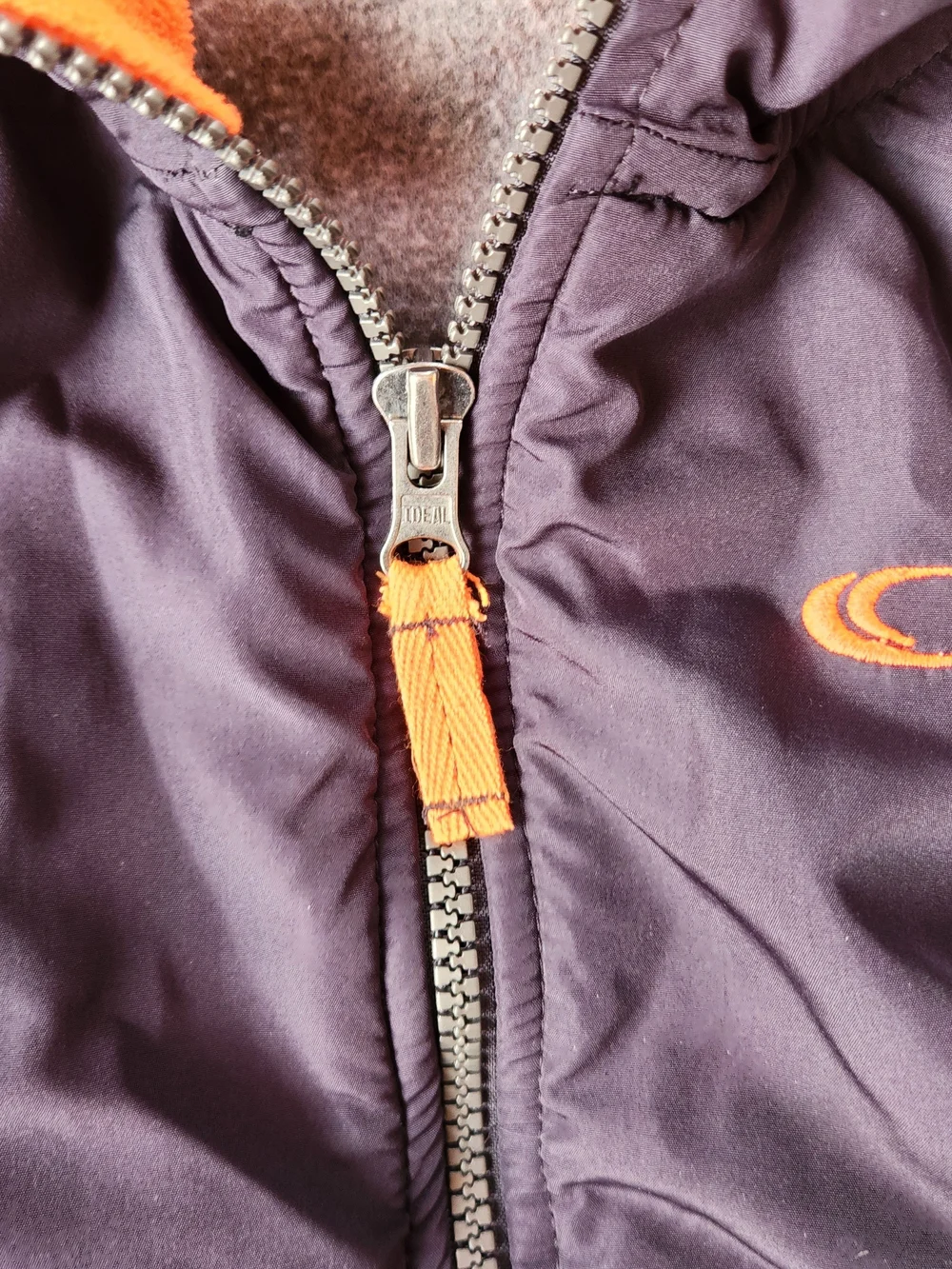 Carter's Gray and Navy Fleece Jacket with Bright Orange Accents